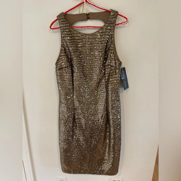 Brand new with tags Betsy and Adam sequined metallic gold shift dress size 14 - Picture 2 of 5